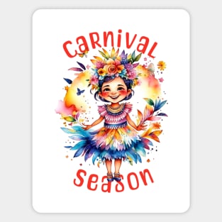 Watercolor Carnival Season Girl Magnet